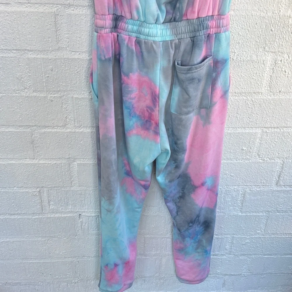 Fate Bubble Gum Colorful Tie-Dye Pastel Jumpsuit sz S